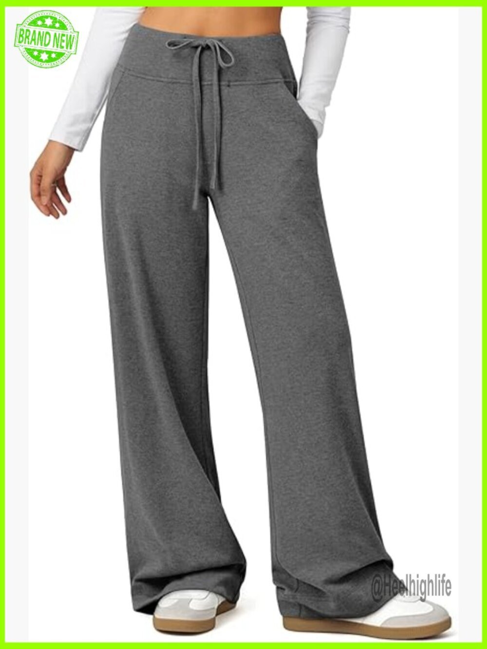 Wide Leg Sweatpants High Waisted Drawstring Joggers with Pockets